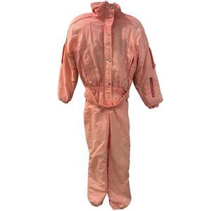 Vintage Nils Ski Suit Womens 8 Pink One Piece Insulated Snow Bib Retro 80s